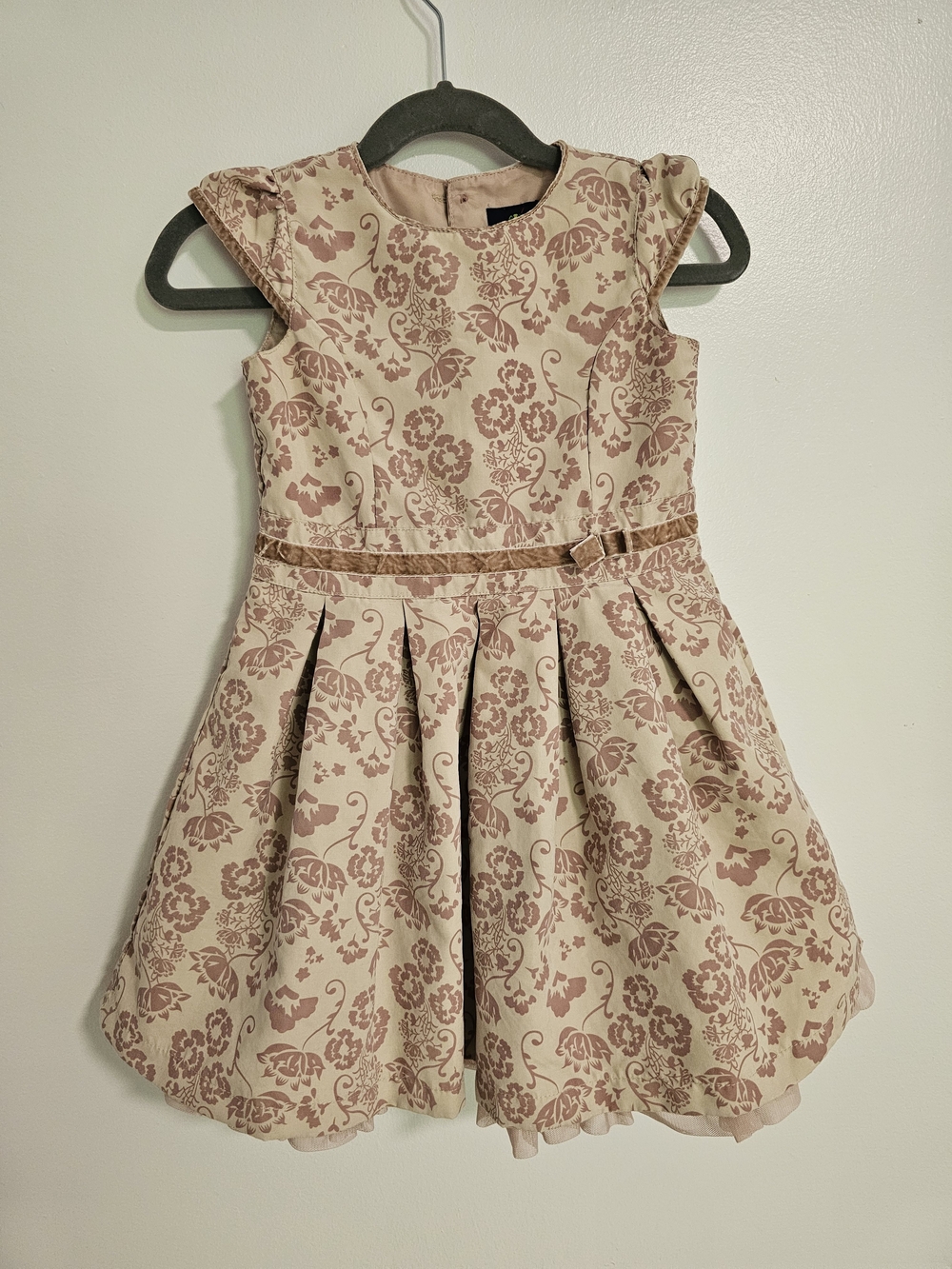 Sergent Major Floral Flare Dress Girl Size 24M Toddler Dusty Pink